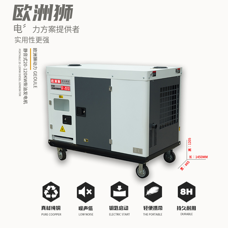 歐洲獅動力20KW靜音柴油發(fā)電機 四缸 高原單位施工